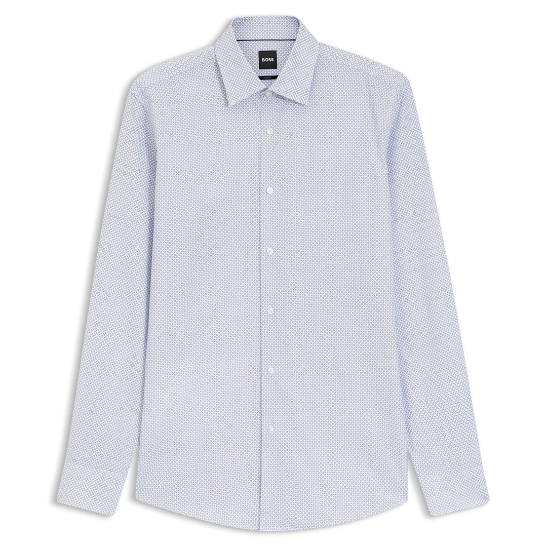 Мужская приталенная сорочка из хлопка и лиоцелла BOSS Black | Фото 1