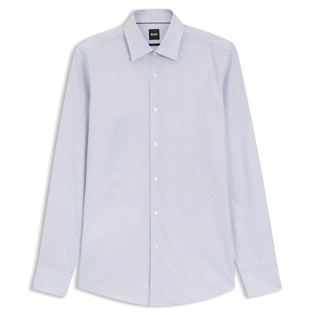 Мужская приталенная сорочка из хлопка и лиоцелла BOSS Black