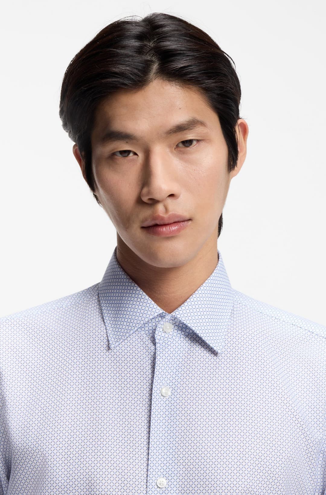 Мужская приталенная сорочка из хлопка и лиоцелла BOSS Black | Фото 3