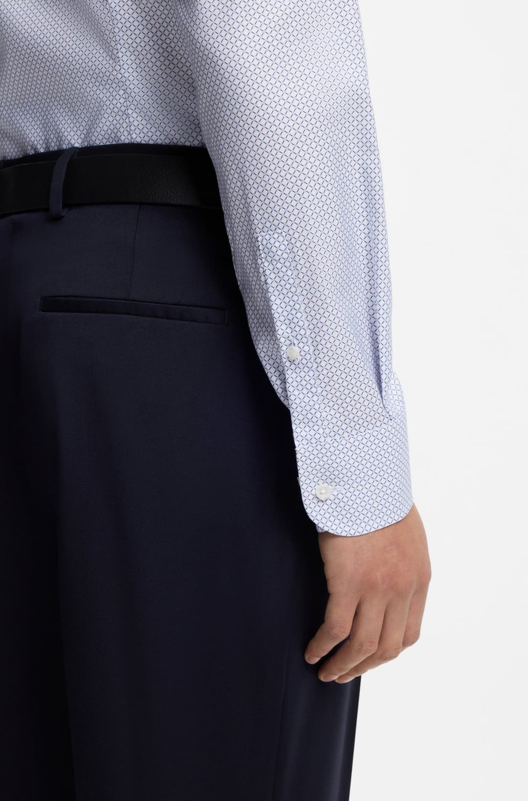 Мужская приталенная сорочка из хлопка и лиоцелла BOSS Black | Фото 4