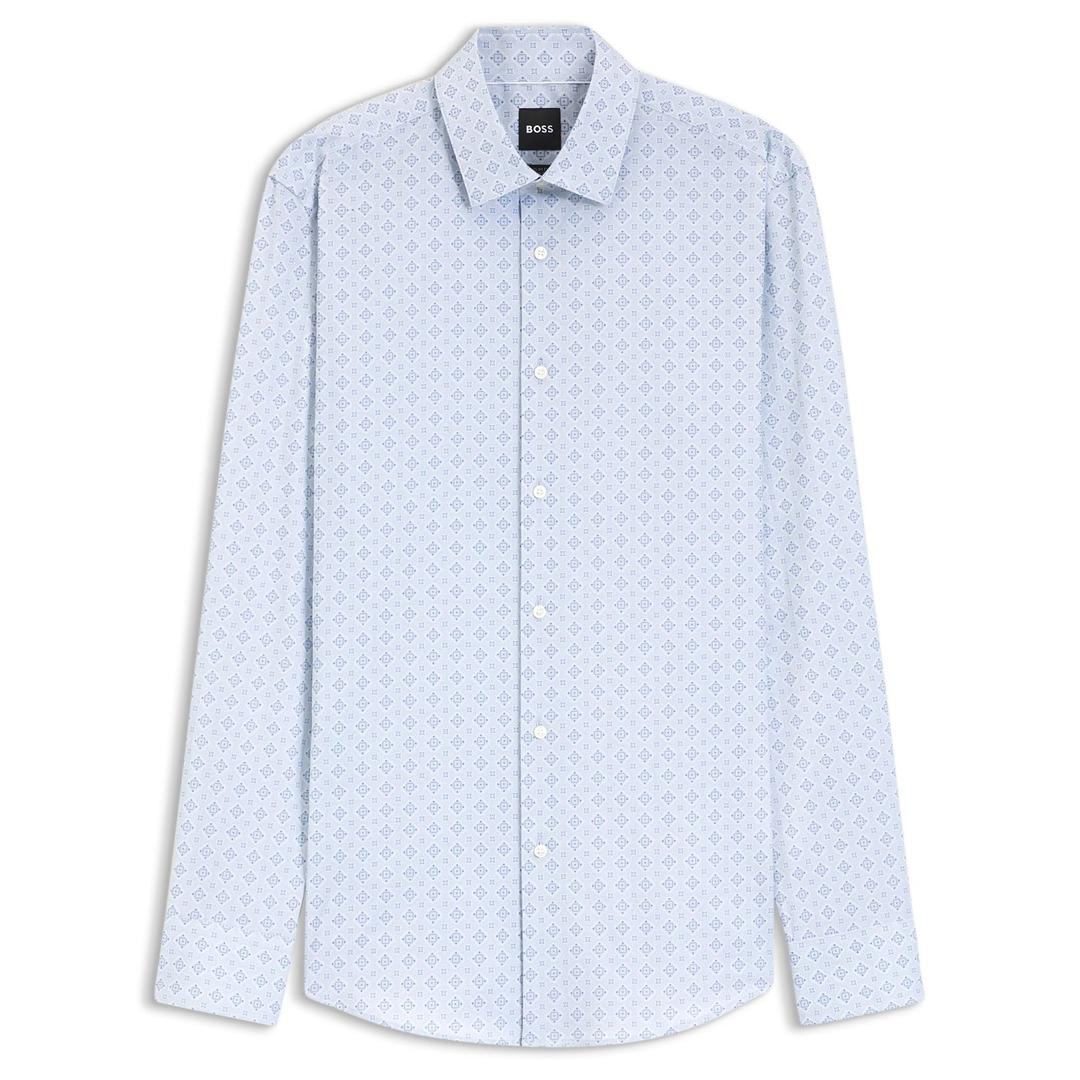 Мужская приталенная сорочка из хлопкового поплина BOSS Black | Фото 1