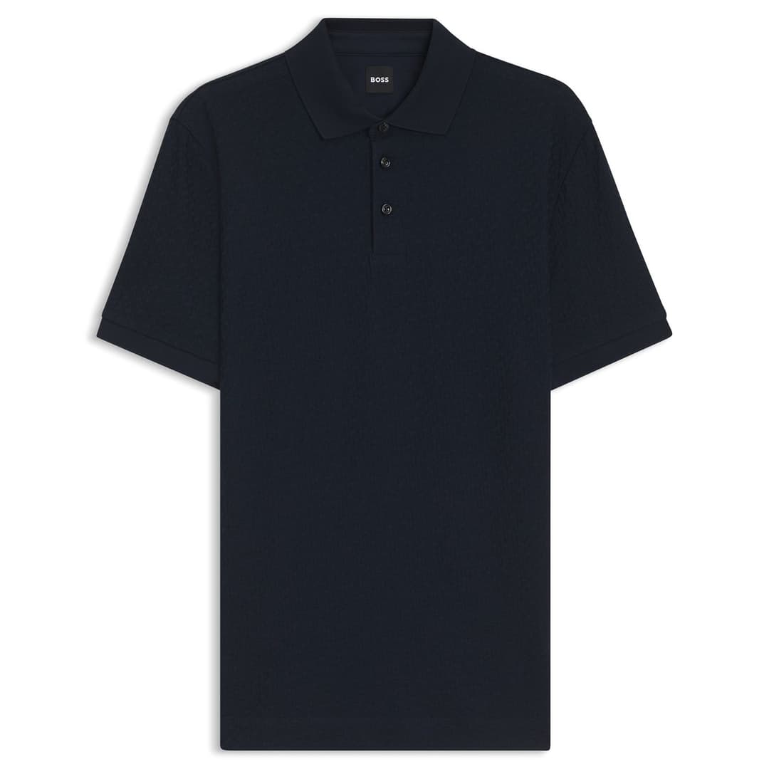 Мужское поло с жаккардовым монограммным узором BOSS Black  | Фото 1