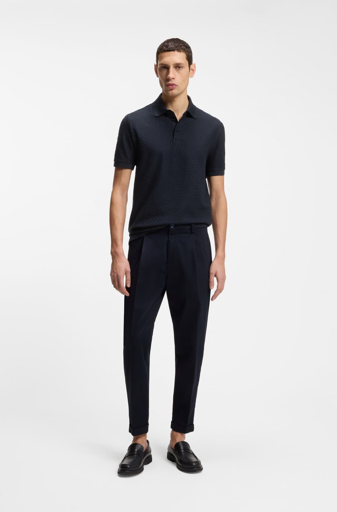 Мужское поло с жаккардовым монограммным узором BOSS Black  | Фото 4