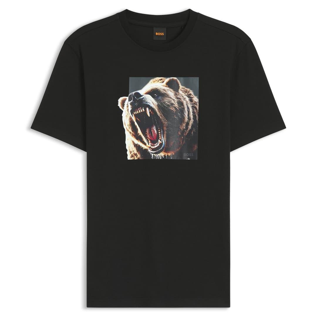 Мужская хлопковая футболка с фото-принтом BOSS Orange  | Фото 1