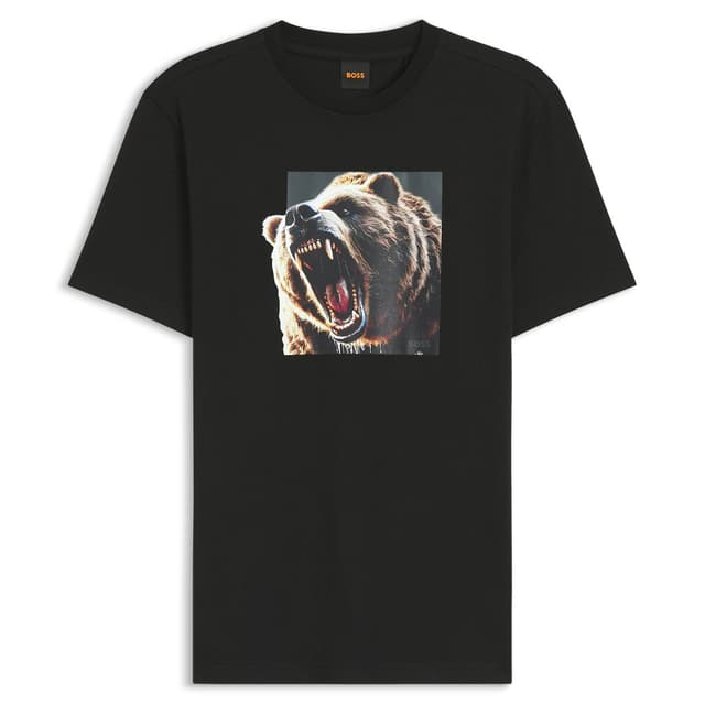 Мужская хлопковая футболка с фото-принтом BOSS Orange 