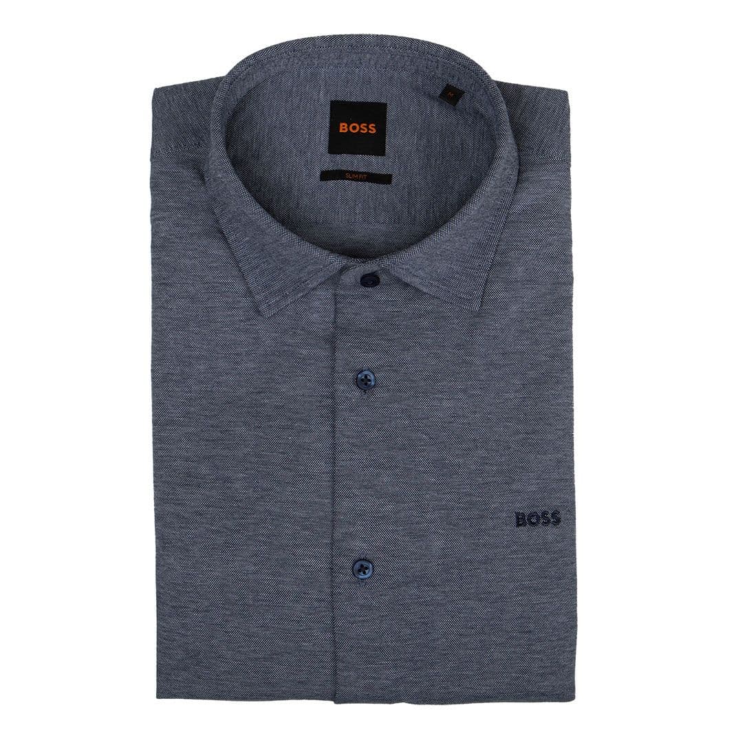 Мужская хлопковая рубашка меланж BOSS Orange | Фото 3