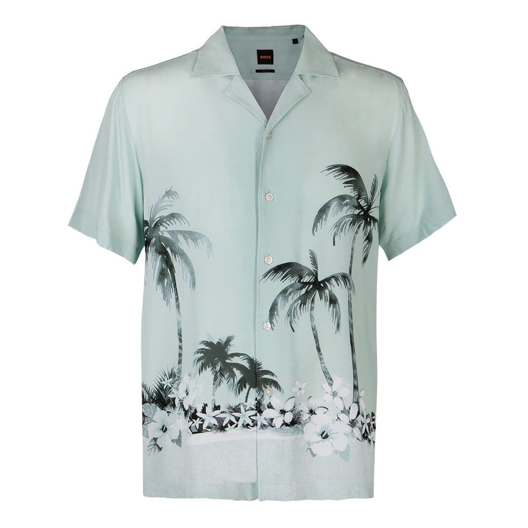 Мужская рубашка с принтом и короткими рукавами BOSS Orange | Фото 1