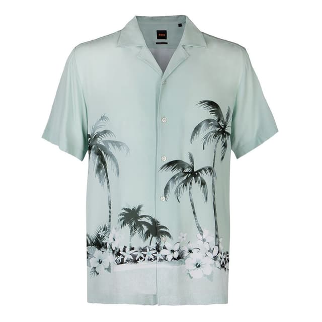 Мужская рубашка с принтом и короткими рукавами BOSS Orange