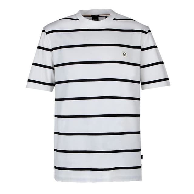 Мужская хлопковая футболка в полоску BOSS Black