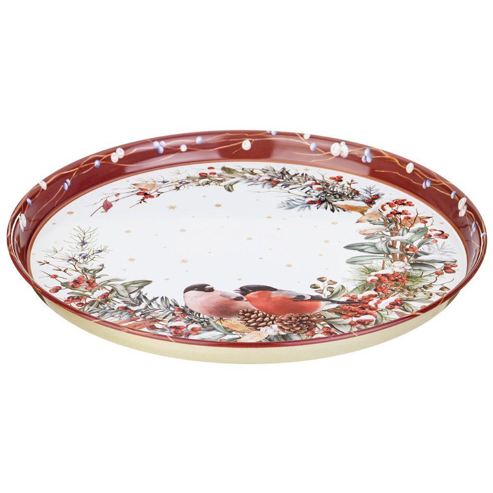Поднос Снегири, 33 см | Фото 1