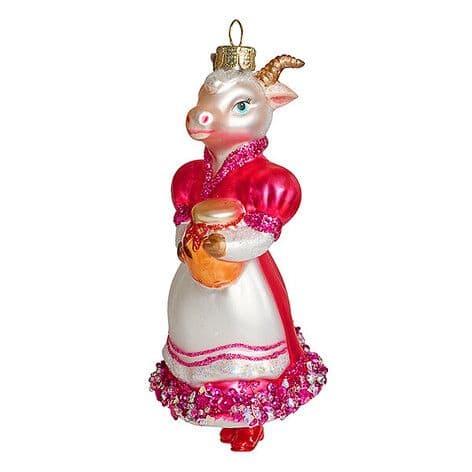 Ёлочная игрушка Коза-мама в белом фартуке  Holiday Classics