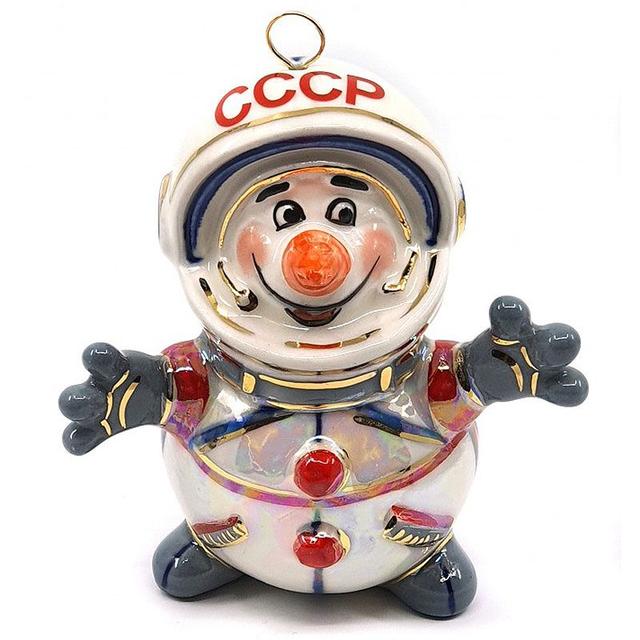 Ёлочная игрушка Космический снеговик Фарфоровая мануфактура