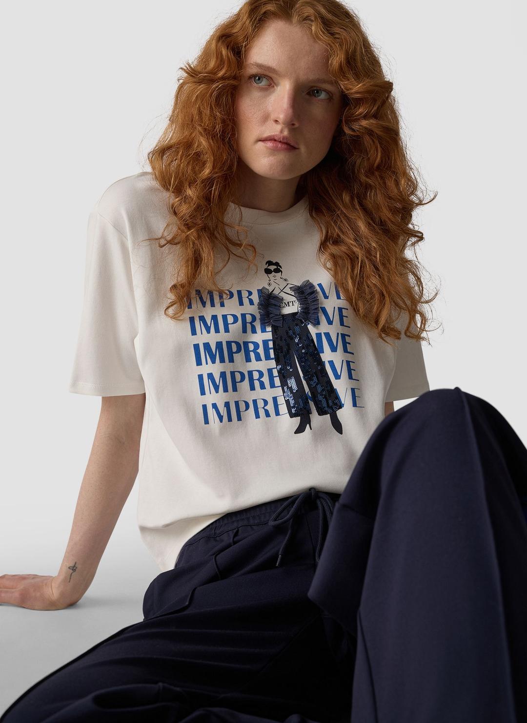 Женская футболка с пайетками LeComte | Фото 5