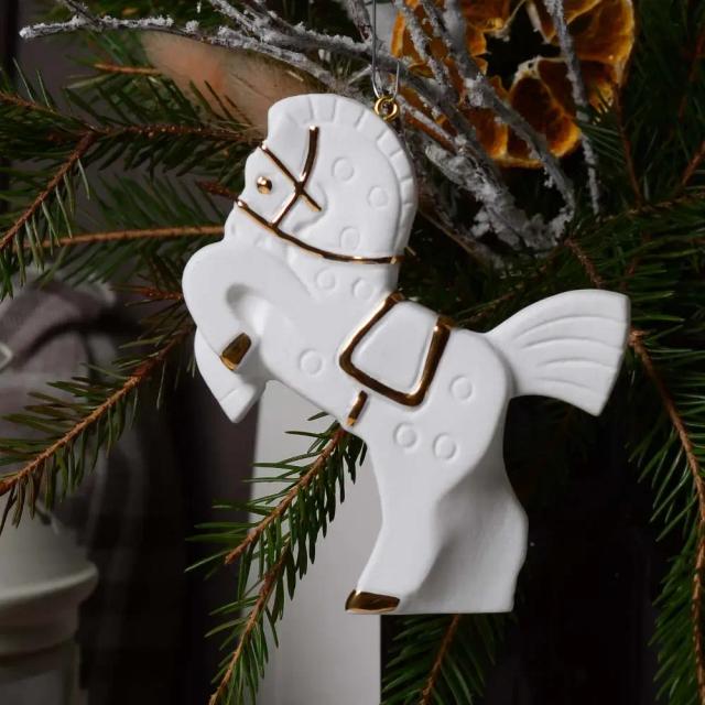 Ёлочная игрушка Лошадка щелкунчика Ярославская керамика
