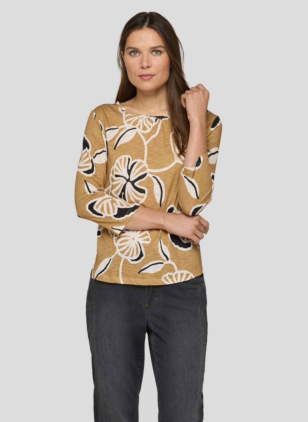 Женский лонгслив из хлопка с вискозой Rabe | Фото 3