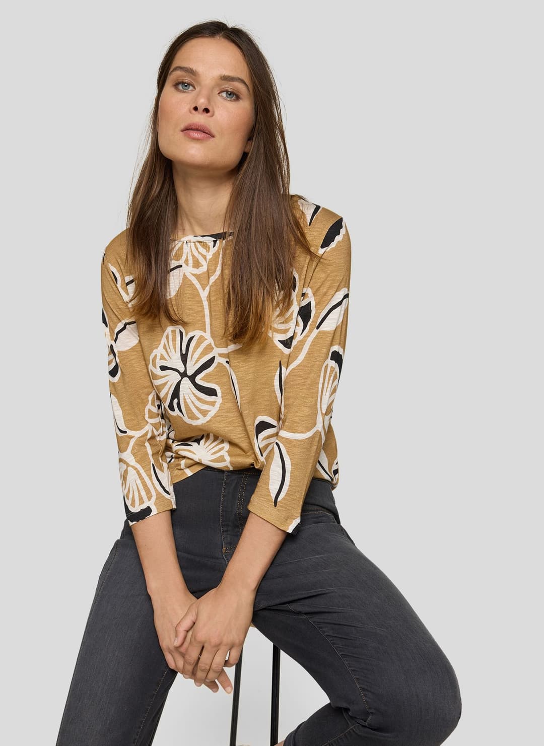 Женский лонгслив из хлопка с вискозой Rabe | Фото 4