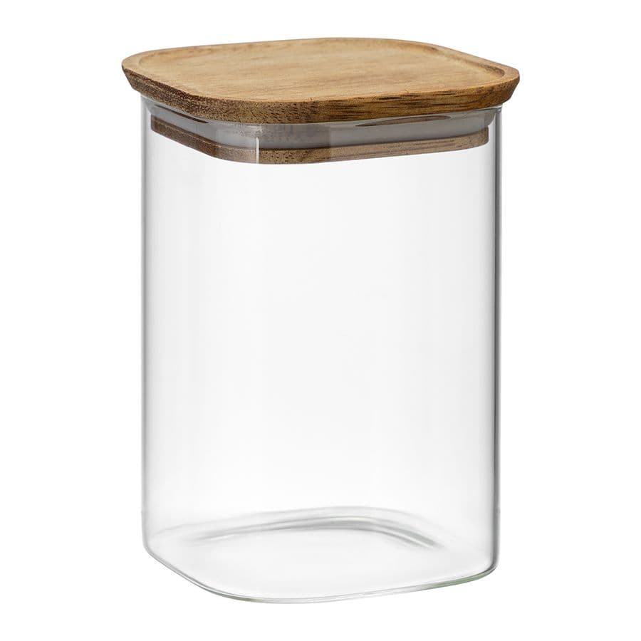Банка квадратная с крышкой Smart Solutions Glass Acacia, 1100 мл | Фото 1