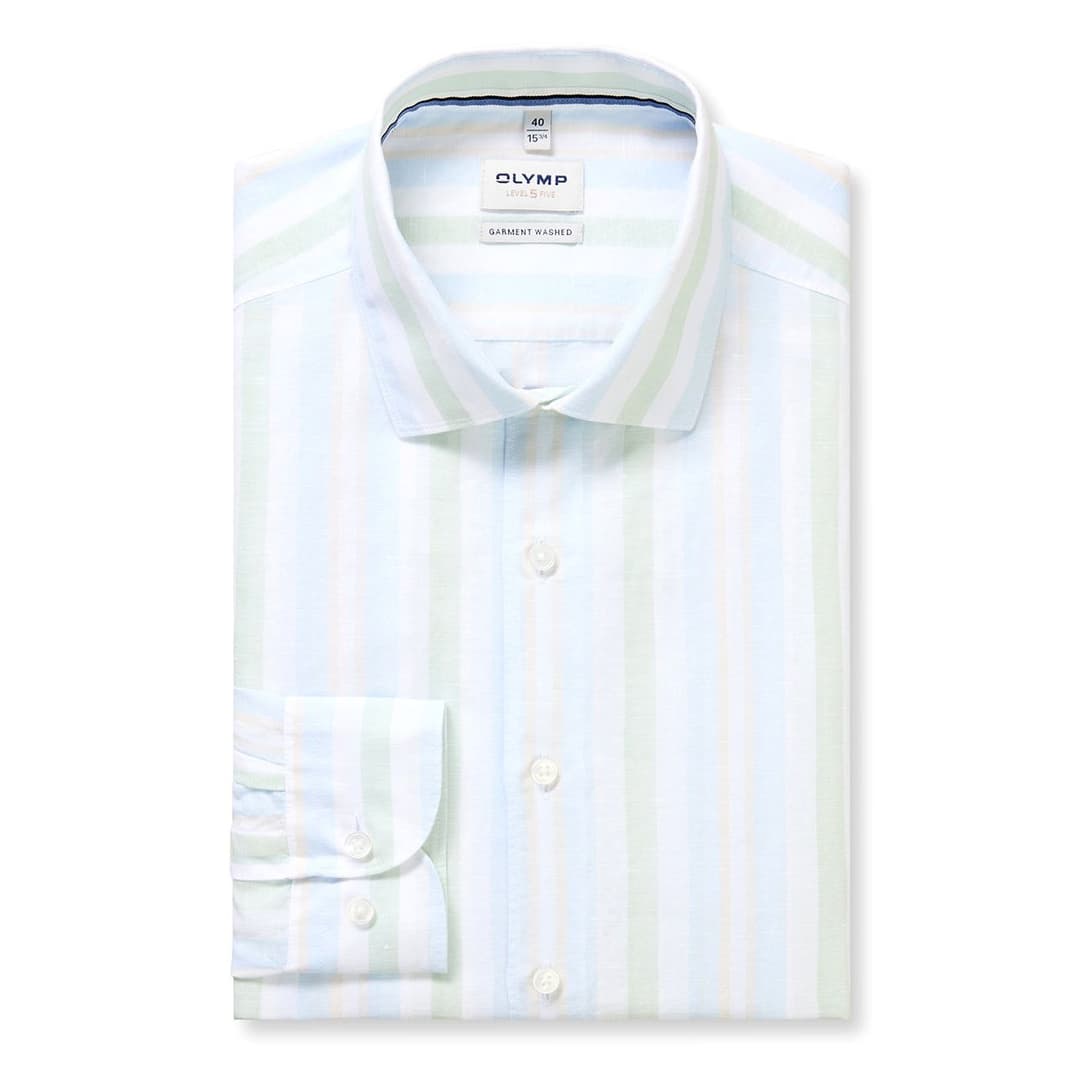 Мужская сорочка из хлопка и льна Olymp Level Five garment washed  | Фото 1