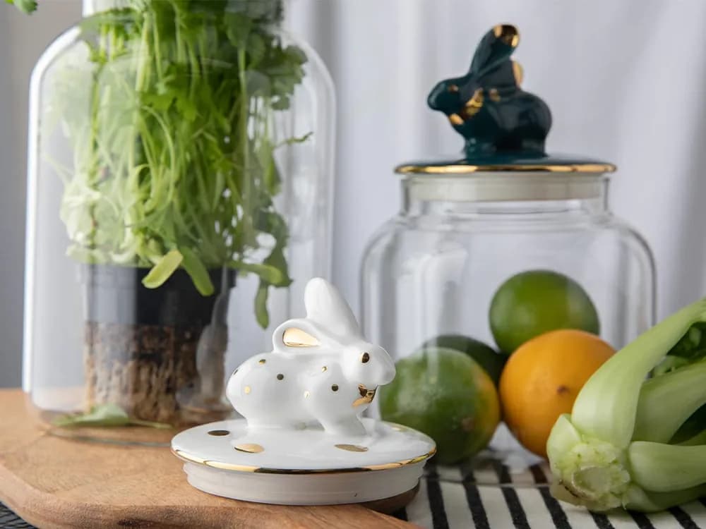 Банка с фарфоровой крышкой ИФЗ Кролик изумруд  | Фото 2