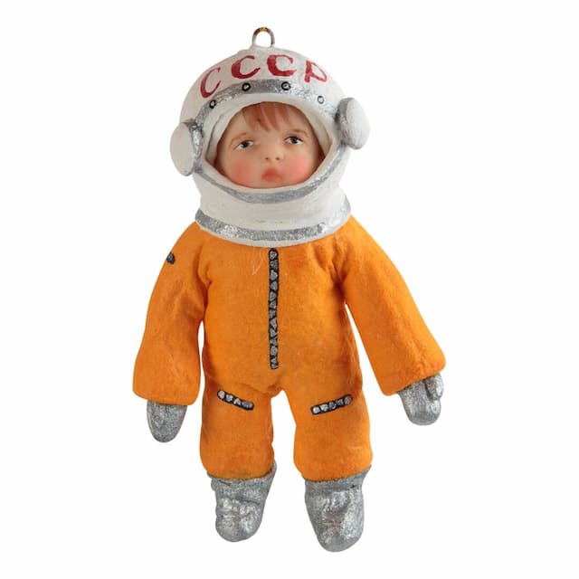 Ёлочная игрушка Малыш-космонавт, Мастера России, оранжевый, 12 см