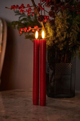 Декорация Набор свечей, 2 шт, Sirius, красный, 25 см