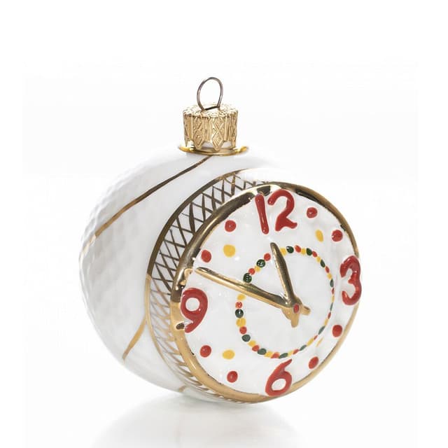 Ёлочная игрушка Шар Часы Фарфоровая мануфактура