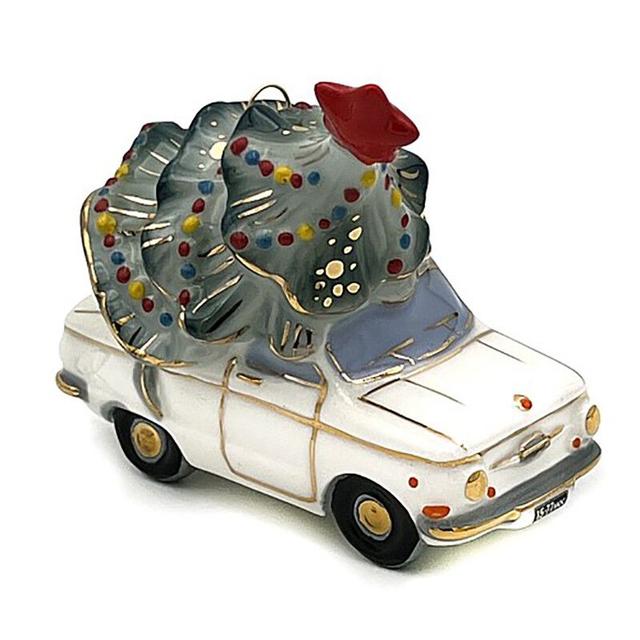 Ёлочная игрушка Машинка с елкой Фарфоровая мануфактура