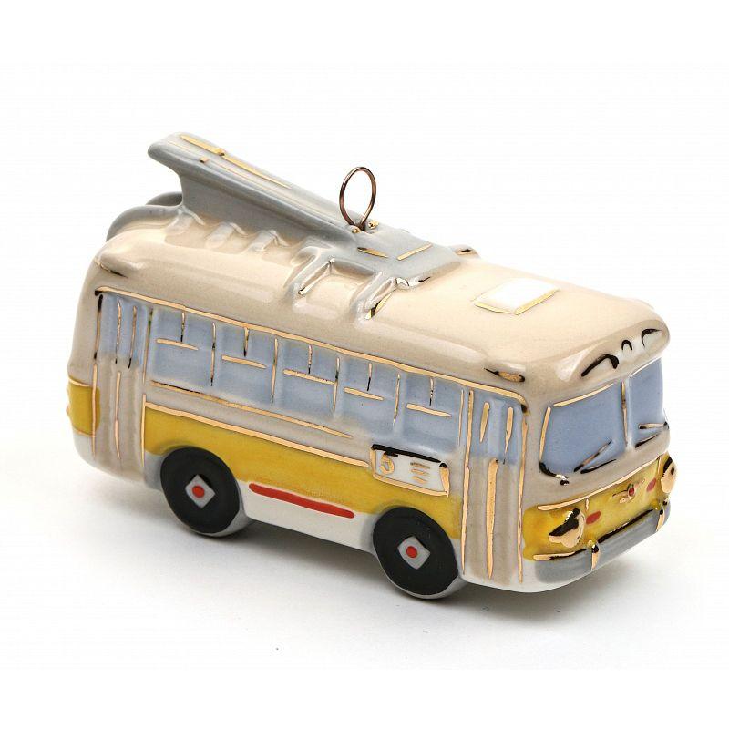 Ёлочная игрушка Троллейбус Фарфоровая мануфактура | Фото 1