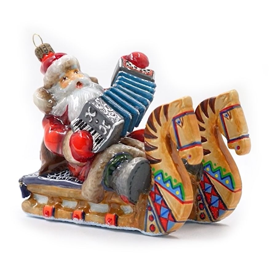 Ёлочная игрушка Чудо-сани, чудо-кони, с деревянной головой Atlas Art | Фото 1