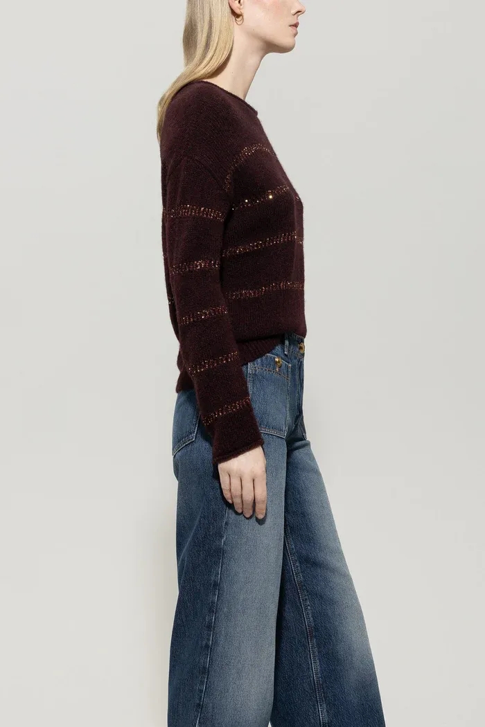 Женский джемпер в полоску с пайетками Luisa Cerano | Фото 3