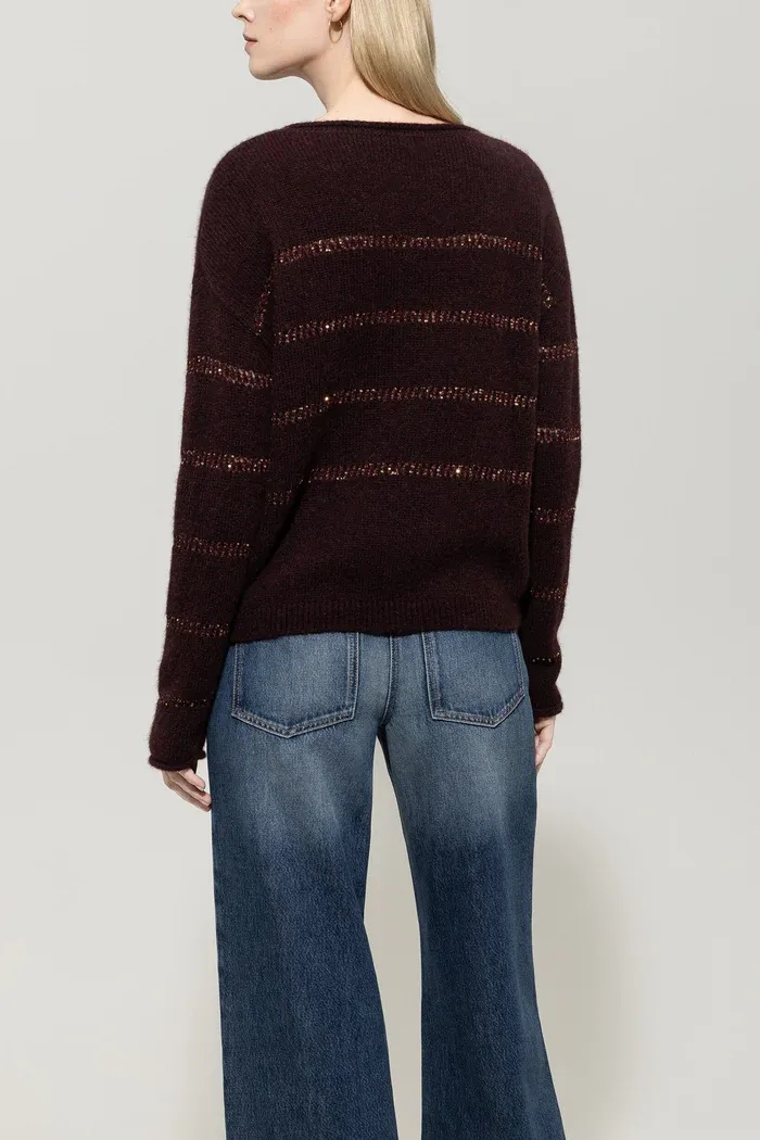 Женский джемпер в полоску с пайетками Luisa Cerano | Фото 4