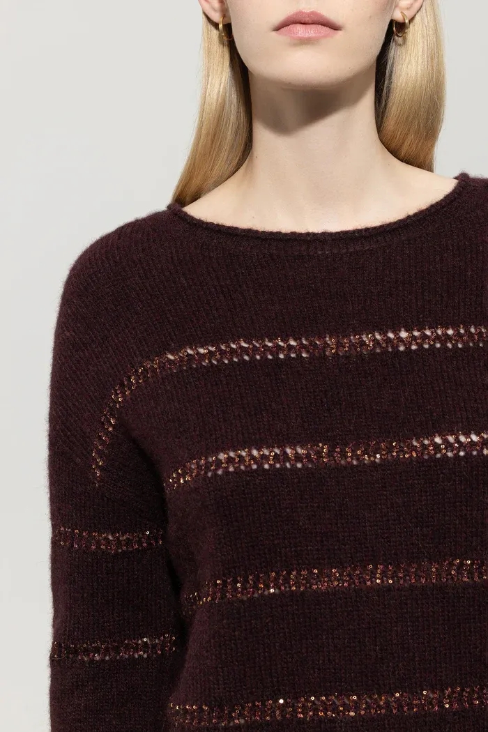 Женский джемпер в полоску с пайетками Luisa Cerano | Фото 5