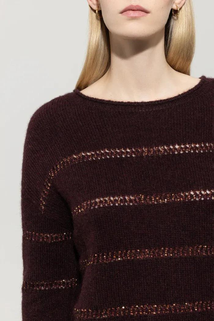 Женский джемпер в полоску с пайетками Luisa Cerano | Фото 5