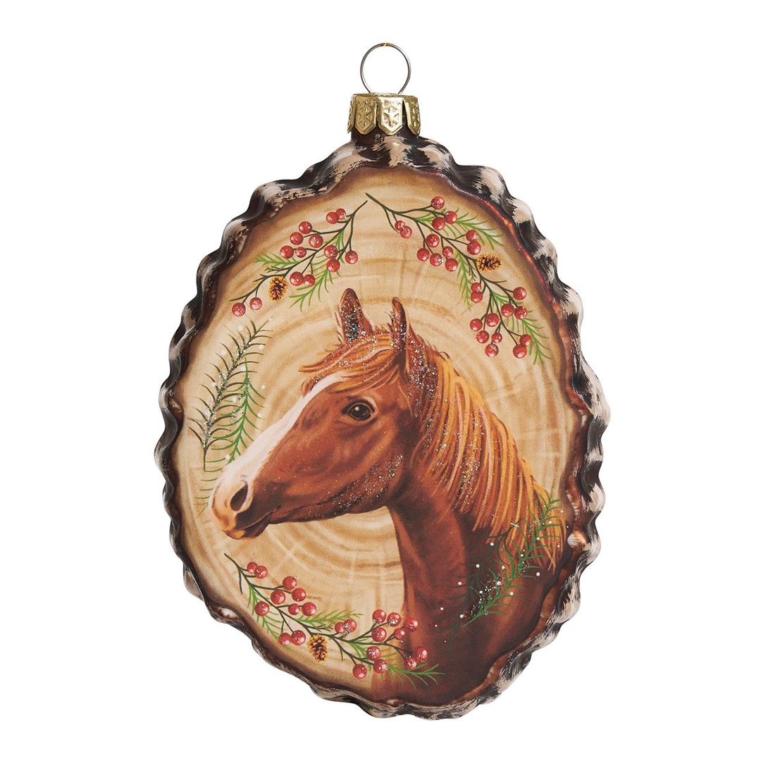 Ёлочная игрушка Медальон Лошадь срез дерева Holiday Classics | Фото 1