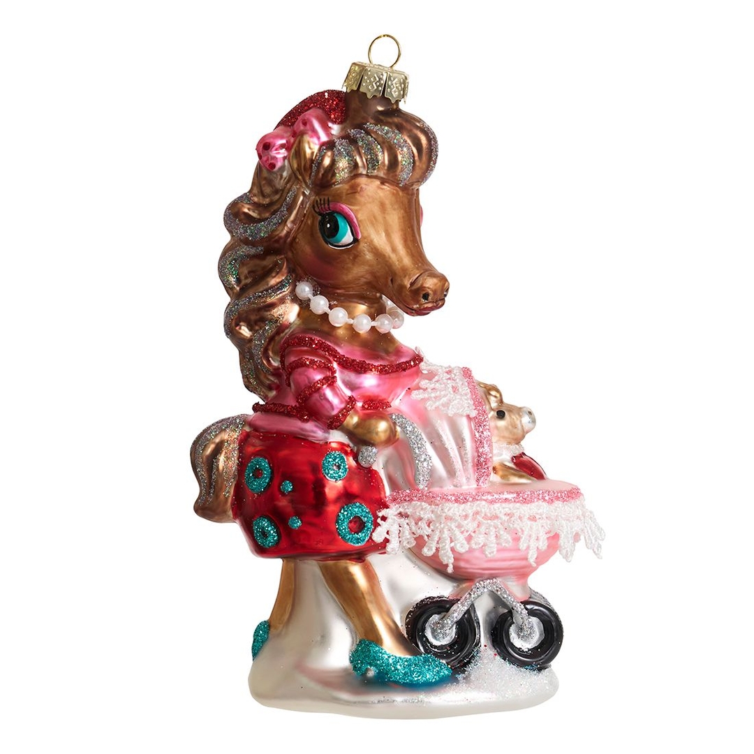 Ёлочная игрушка Лошадь-мама с коляской с детёнышем Holiday Classics | Фото 1