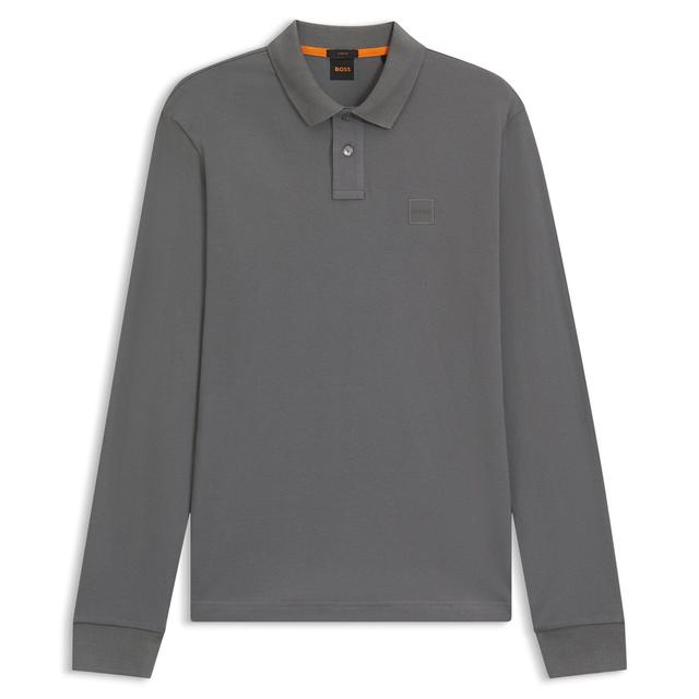 Мужское эластичное поло с длинным рукавом BOSS Orange