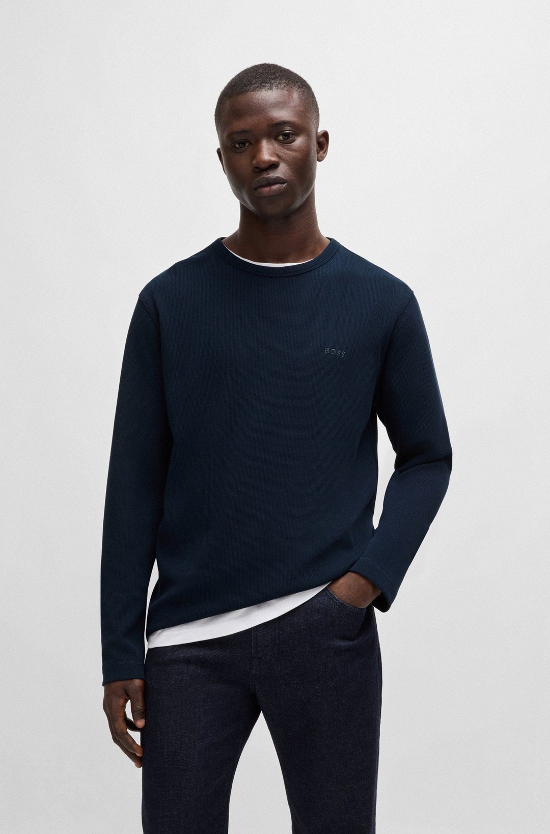 Мужской фактурный лонгслив BOSS Orange | Фото 2