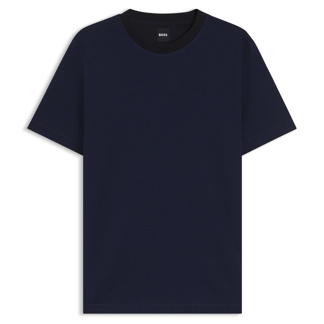 Мужская футболка из структурированного хлопка BOSS Black | Фото 1