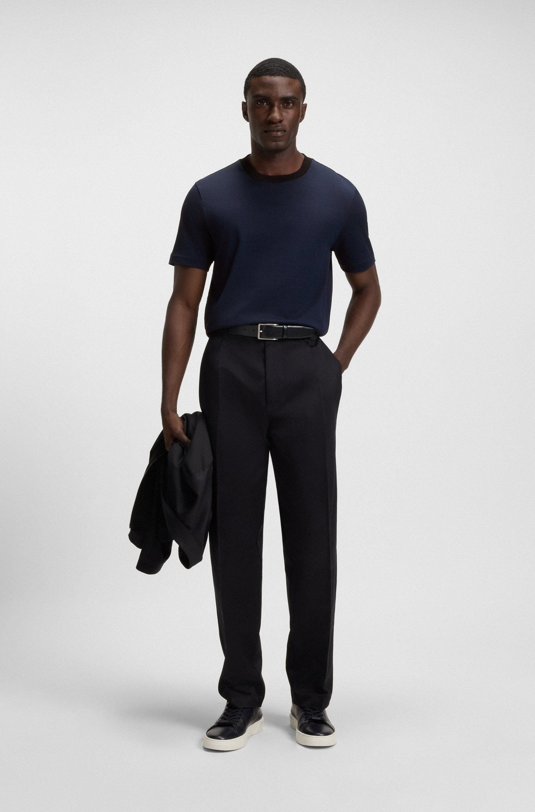 Мужская футболка из структурированного хлопка BOSS Black | Фото 4