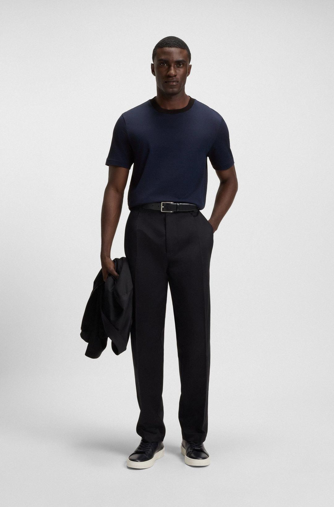 Мужская футболка из структурированного хлопка BOSS Black | Фото 4