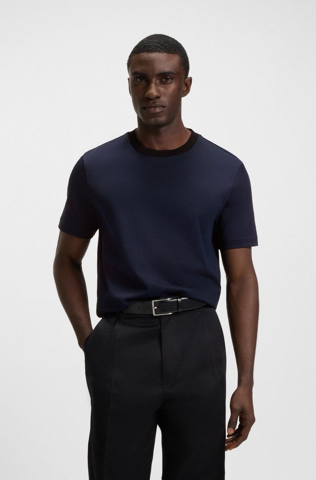 Мужская футболка из структурированного хлопка BOSS Black | Фото 2