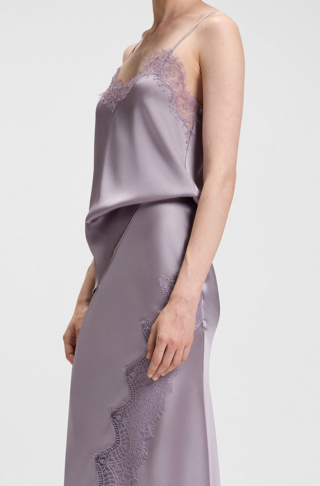 Атласная юбка с кружевными деталями BOSS | Фото 4