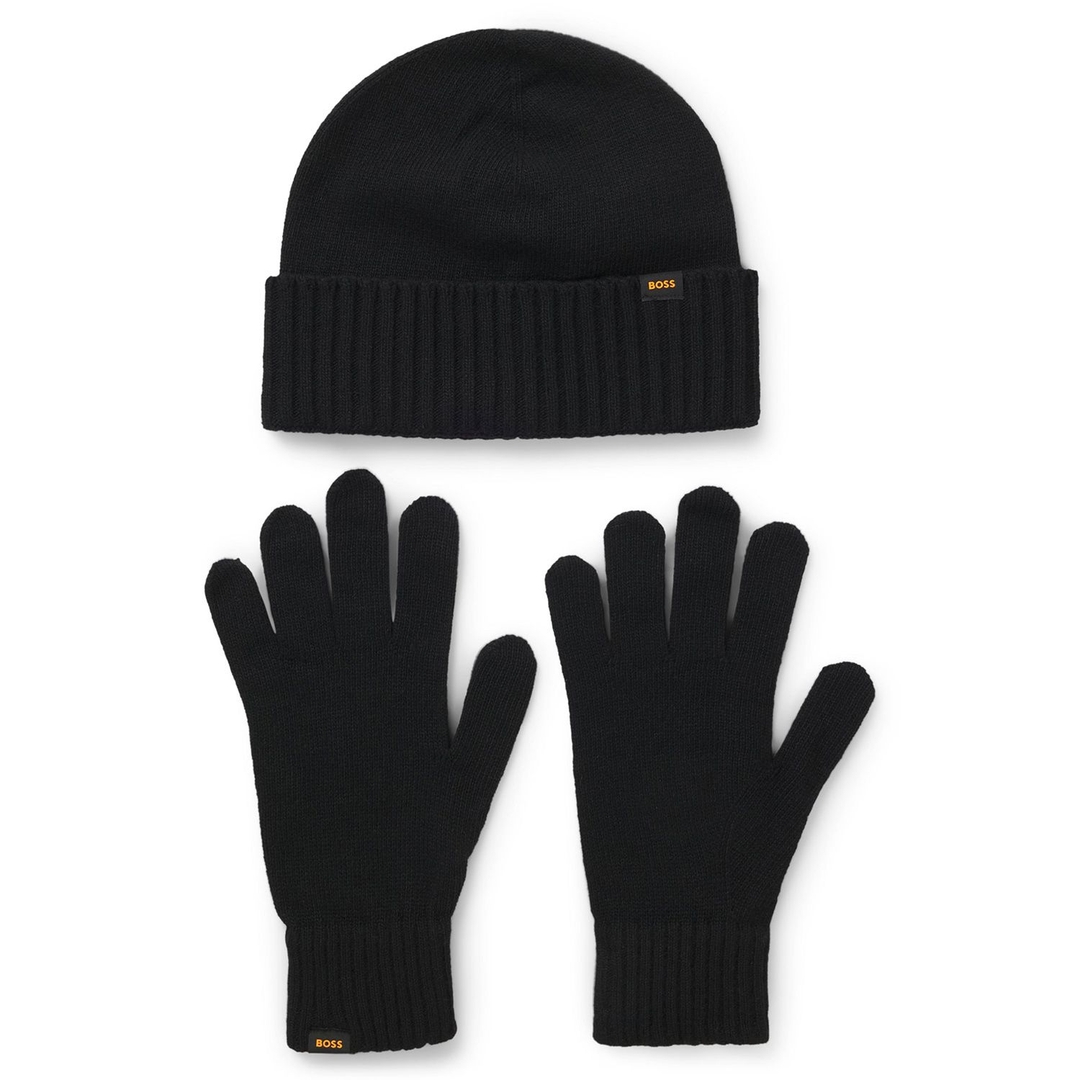 Мужской комплект из вязанных перчаток и шапки BOSS Orange | Фото 1