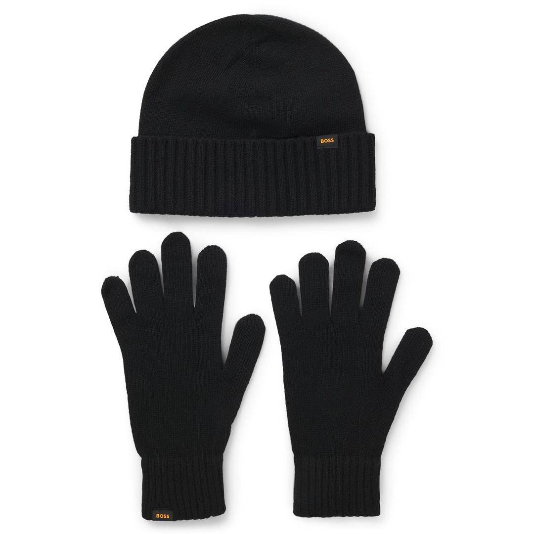 Мужской комплект из вязанных перчаток и шапки BOSS Orange | Фото 1