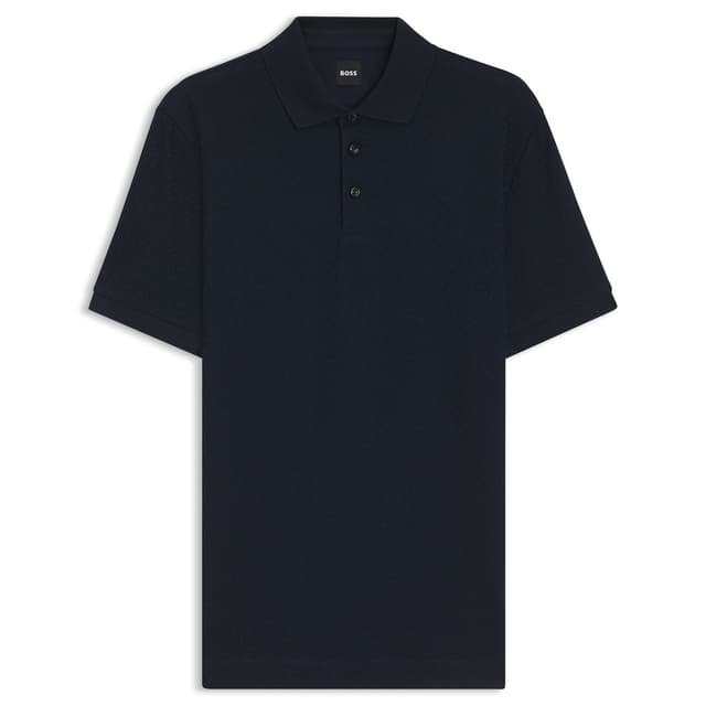 Мужское поло с жаккардовым монограммным узором BOSS Black