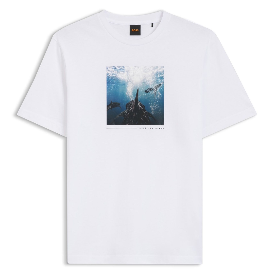 Мужская хлопковая футболка с фото-принтом BOSS Orange | Фото 1