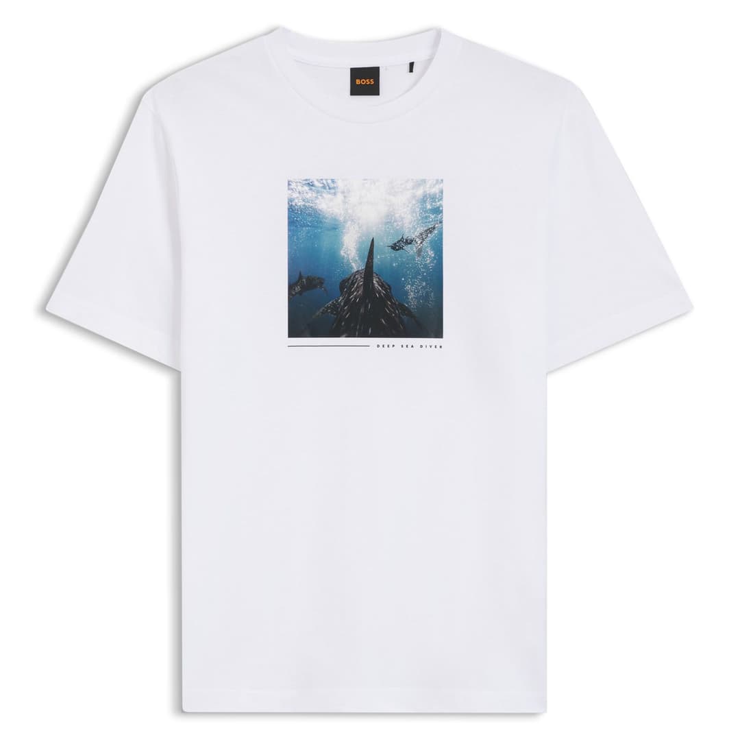 Мужская хлопковая футболка с фото-принтом BOSS Orange | Фото 1