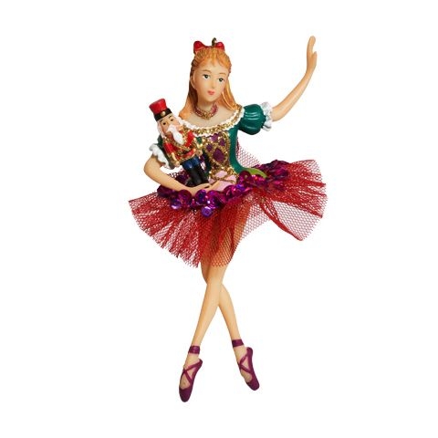 Ёлочная игрушка Балерина Щелкунчик в малиновой пачке Holiday Classics | Фото 1