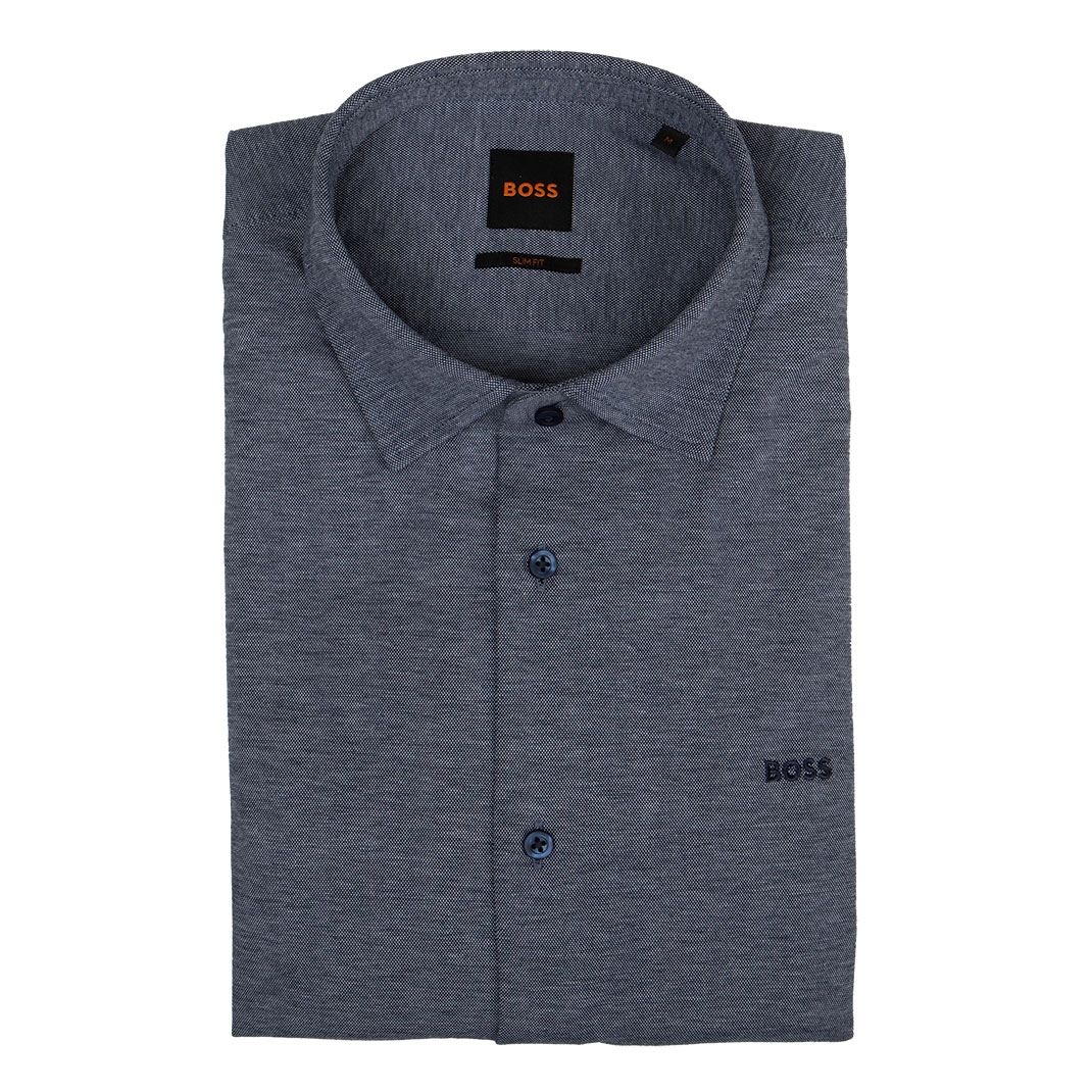 Мужская хлопковая рубашка меланж BOSS Orange | Фото 1