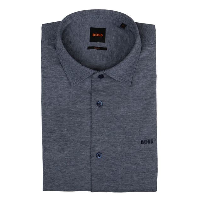 Мужская хлопковая рубашка меланж BOSS Orange